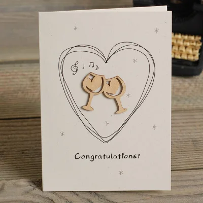 congratulations Симпатичные Мини поздравительные карты с конвертом деревянный орнамент ручной работы карты для детей, друг, семья, день рождения - Цвет: congratulations
