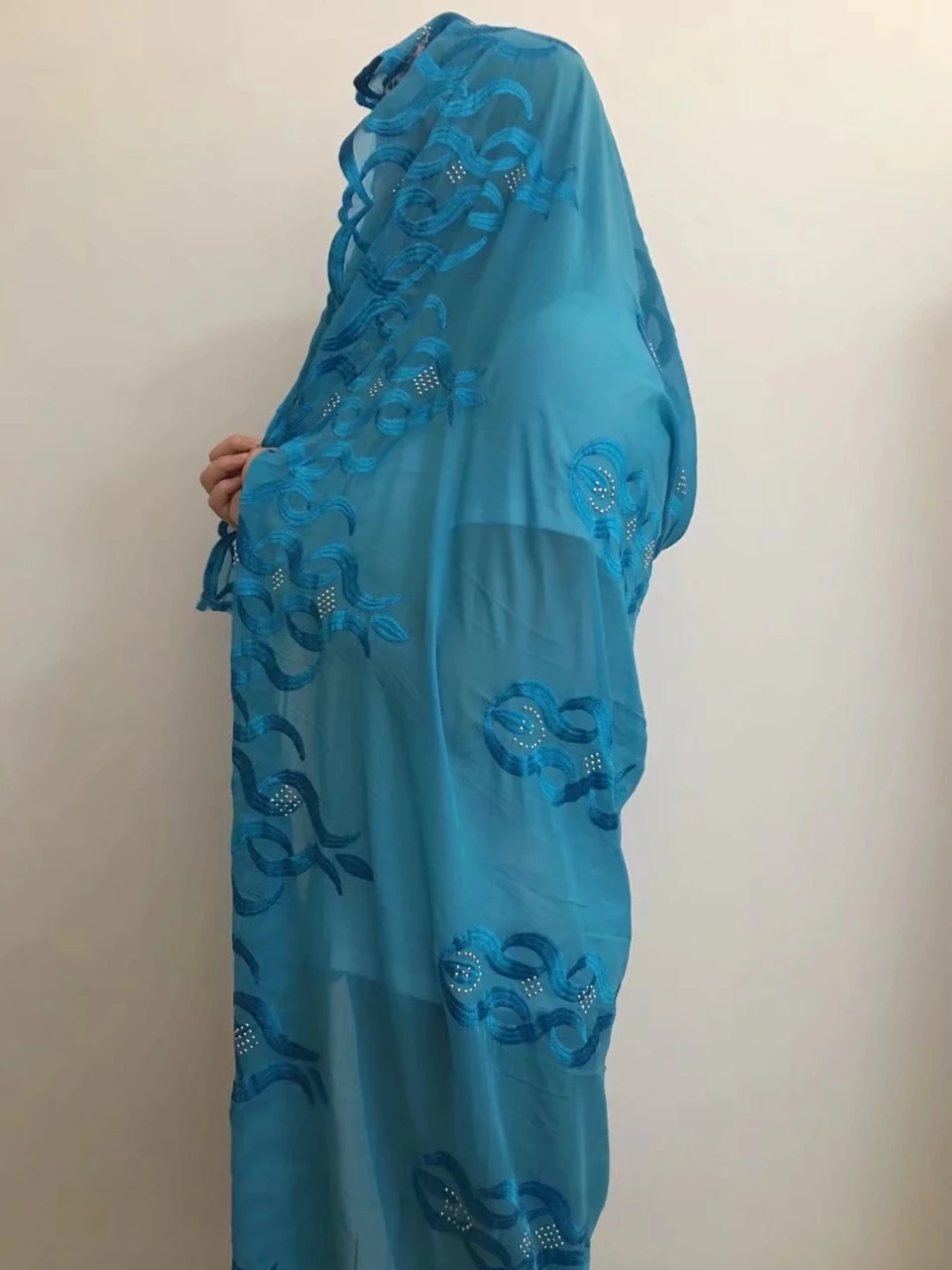 New Design African Muslim Long Scarf Fabric French Net Chiffon Shawl Headties Veil For Ladies MOXF-9 | Дом и сад