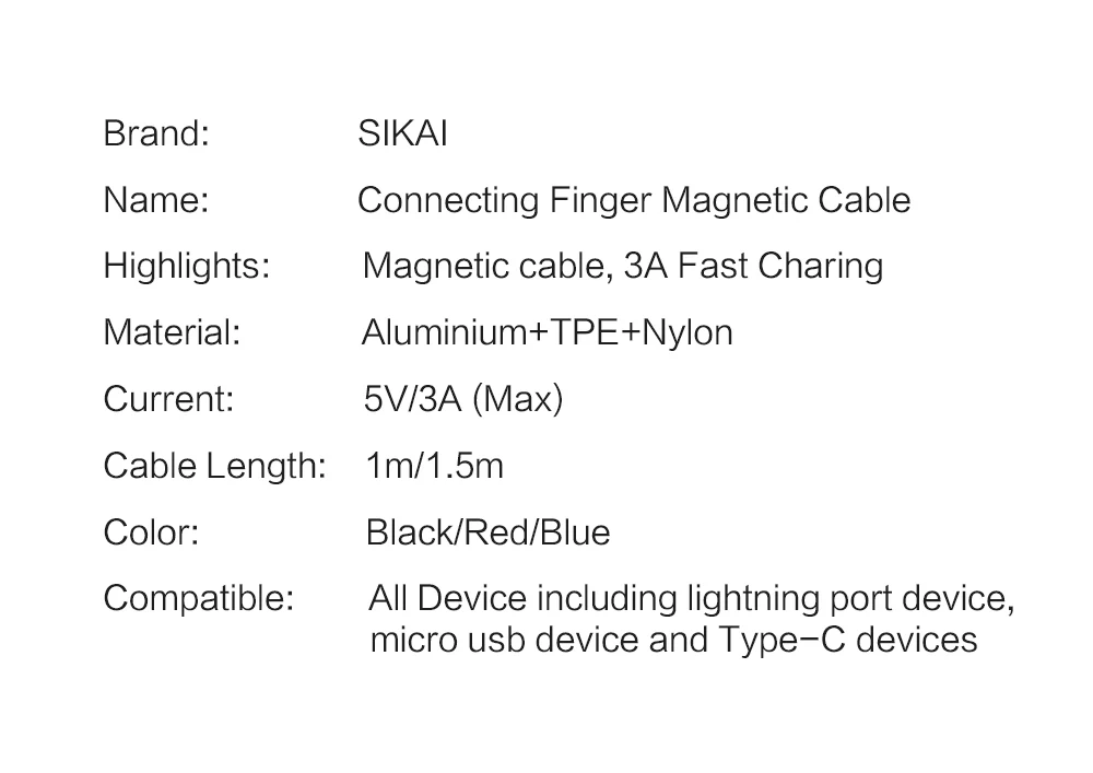 SIKAI 3A Магнитный зарядный кабель Micro USB C 3 в 1 для iPhone, магнитный Android кабель для быстрой зарядки и синхронизации данных, автомобильное зарядное устройство