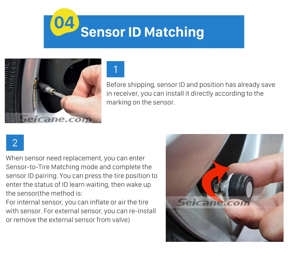 Seicane портативный автомобильный USB TPMS с 4 внутренними датчиками для Android в тире Навигация DVD TPMS мониторинг Авто сигнализация