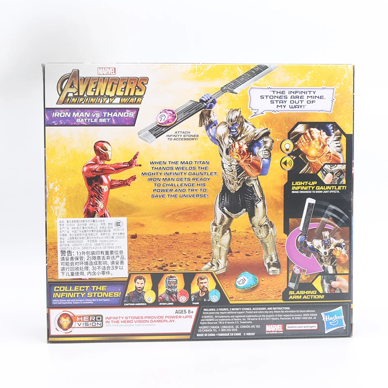 13-19 см Hasbro Игрушка Марвел электронные Мстители Бесконечная война Железный человек против Таноса игрушечный Боевой набор фигурка Марвел Коллекция Модель игрушки