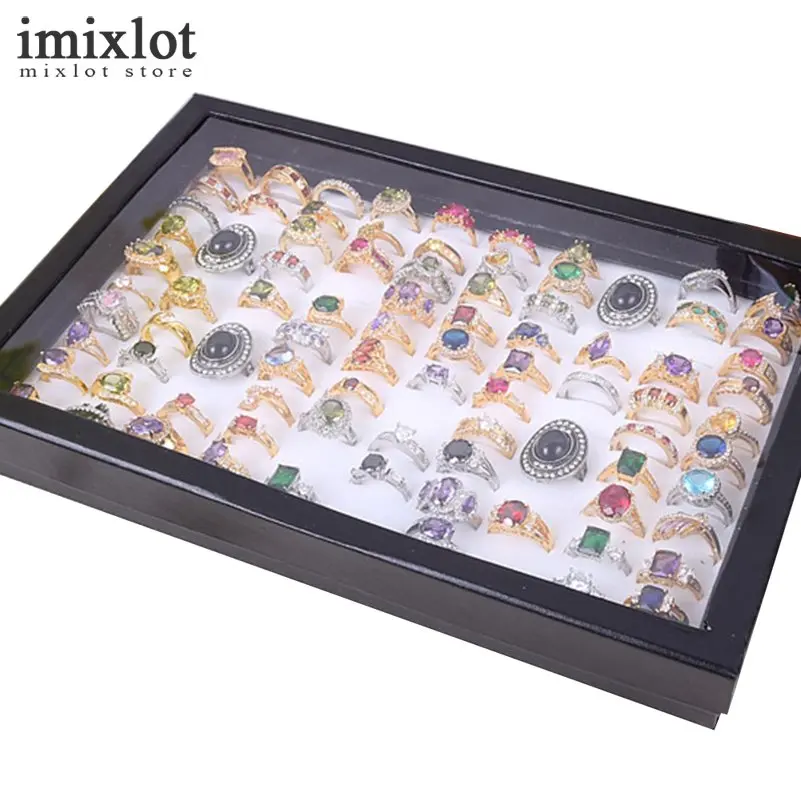 Imixlot 1PC Carrying Case Jewelry Ring Display Box White Black Square Paper Tray Holder Storage 30cmx18cm | Украшения и