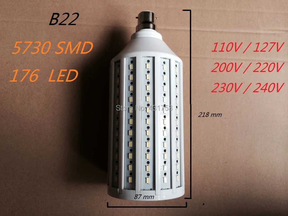 1 шт. * E27 B22 E40 55 Вт 5730 SMD 176 LED чип Энергосберегающая кукурузная лампа белый/теплый