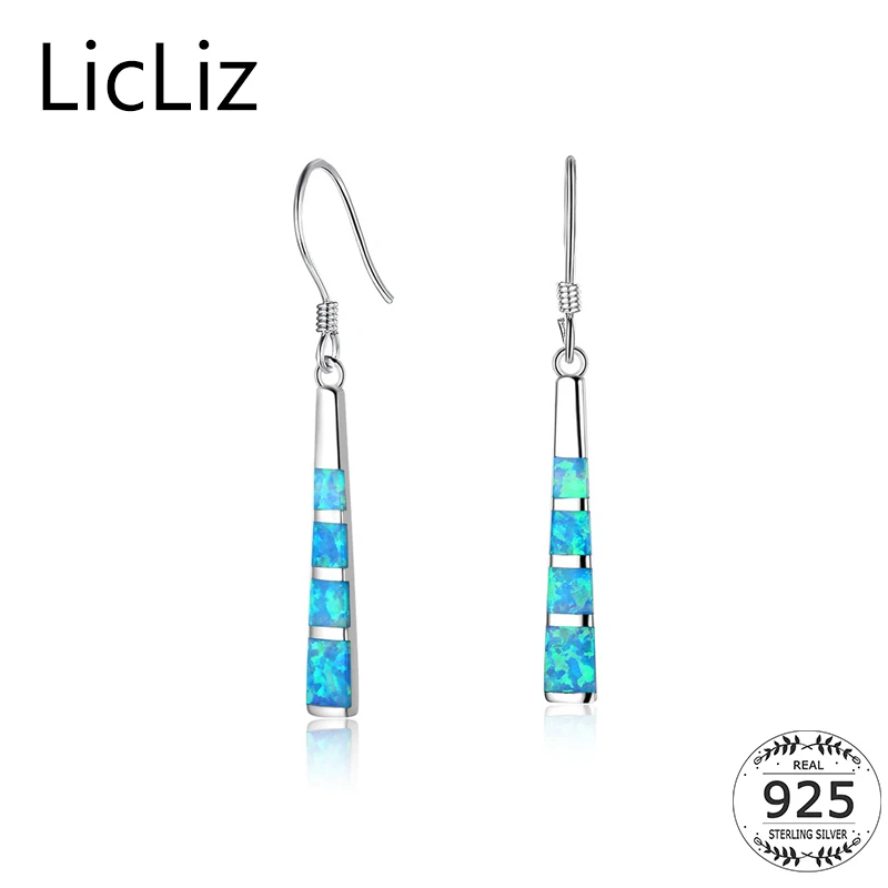 

Женские Висячие серьги LicLiz, серьги-Крючки из стерлингового серебра 925 пробы с Синим Опалом, длинные висячие серьги-подвески, серьги-подвески LE0395