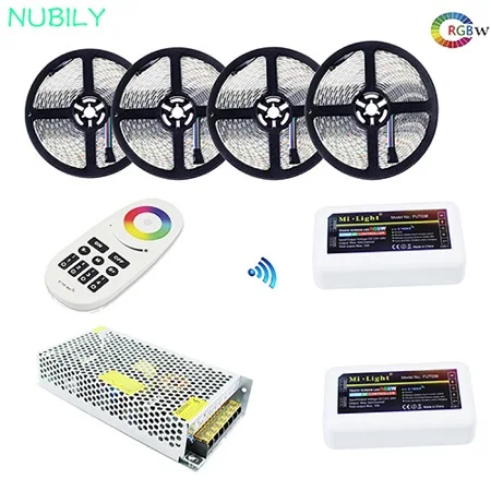 20m Full Kit 12 V 5050 RGBW Светодиодные ленты Ми световой контроллер 20 м 40 м RGBWW водонепроницаемая лента со светодиодными лампами свет Пресс дистанционного 4 зоны индивидуальные Управление Мощность - Испускаемый цвет: 20m Full Kit