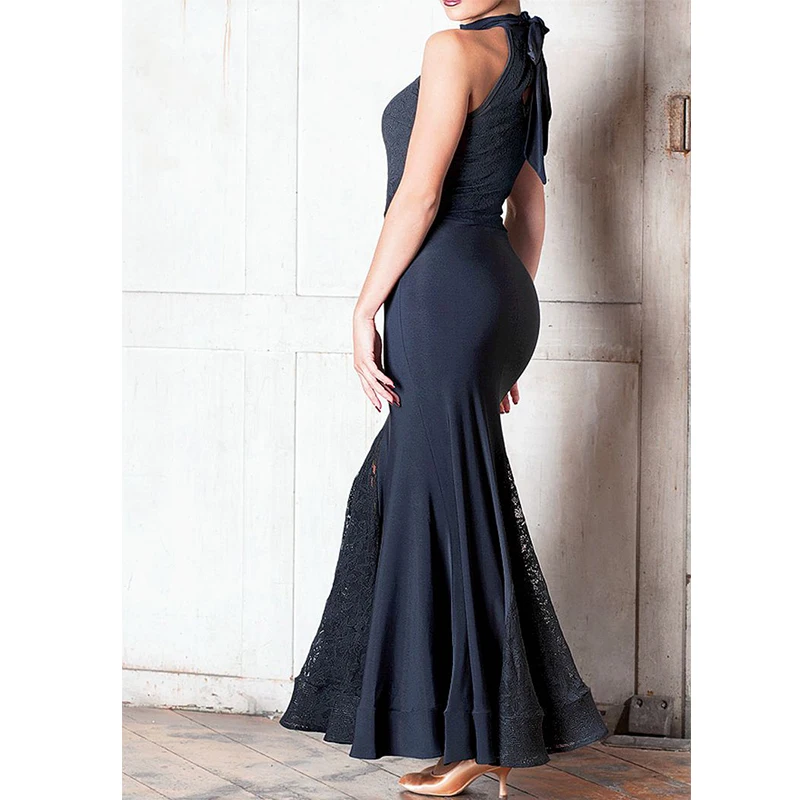 2018 New Sexy Black Professional Ballroom Dress Ladies Waltz Competition Dance Wear Lace Stitching Accept Customize Size | Тематическая