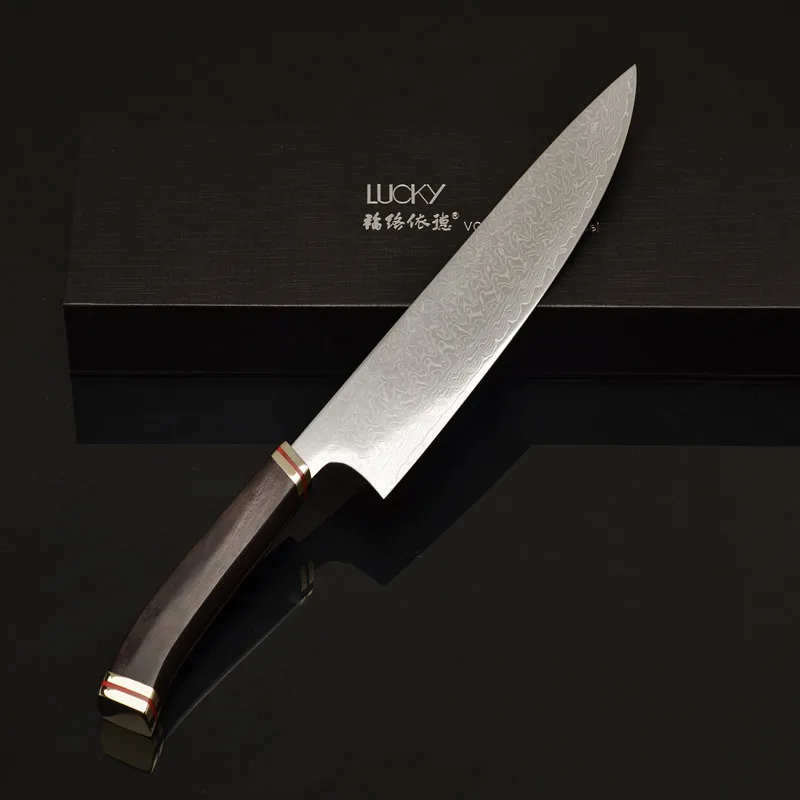Gyuto кухонный нож повара японский VG10 Дамасская стальная деревянная ручка мясо рыбы куриный Кливер приспособление для нарезки ножей 46,1