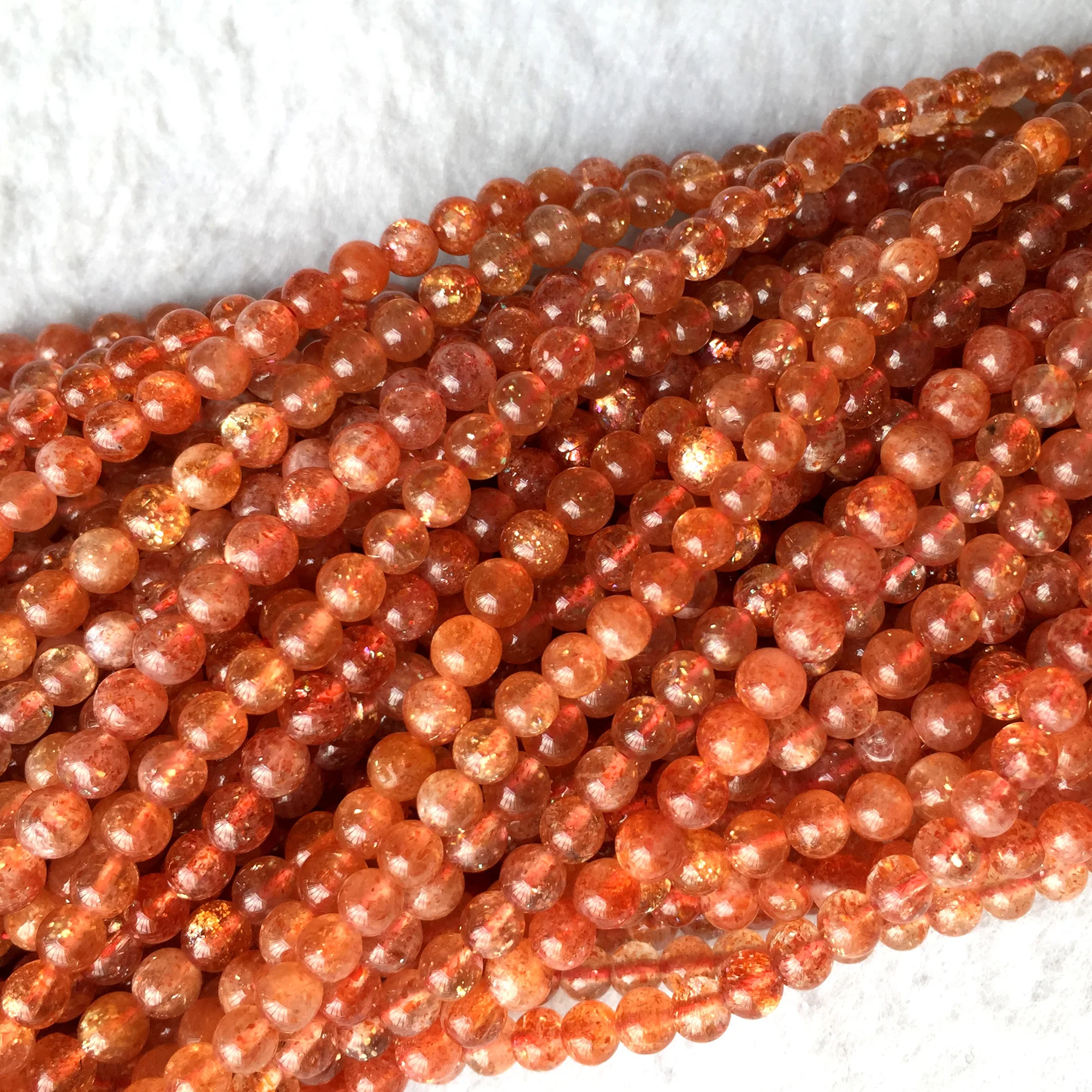 Высокое качество настоящий натуральный прозрачный оранжевый золотой Sanidine Sunstone Круглый свободный DIY ожерелье или браслеты бусины 1" 06070