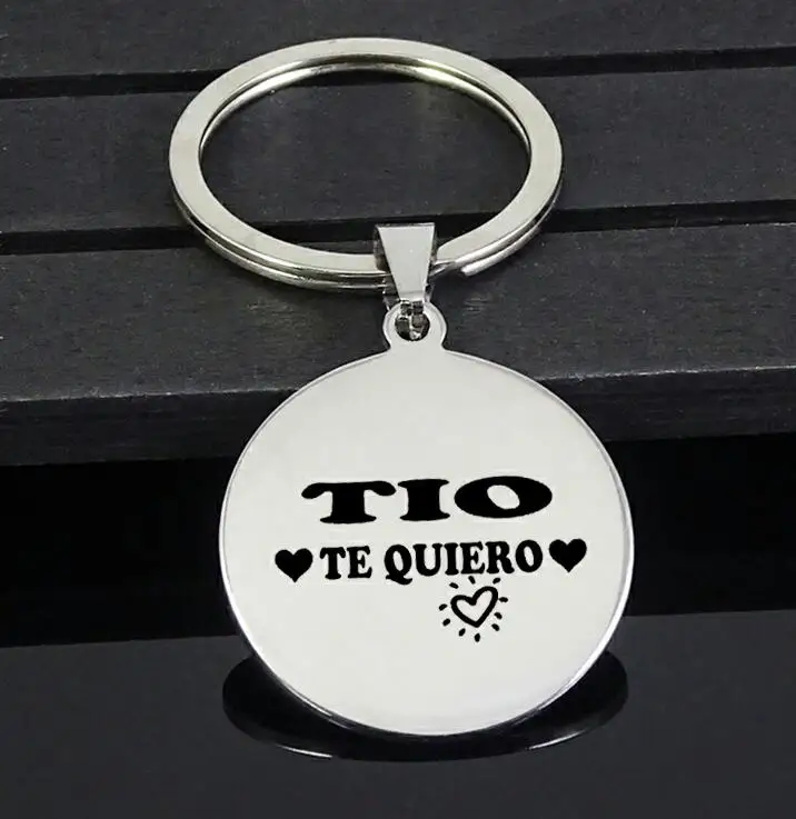 "TIO te quiero" топ продаж письмо кулон в форме диска брелок мужские ювелирные изделия для дяди Прямая YP6979 - Цвет: Серебристый