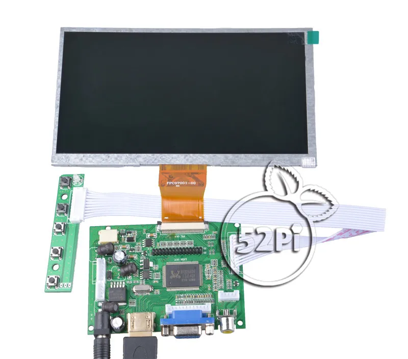 7 дюймовый 800*480 TFT ЖК дисплей 52Pi с платой драйвера HDMI VGA 2AV для Raspberry Pi 3 / 2 Модель B/ПК