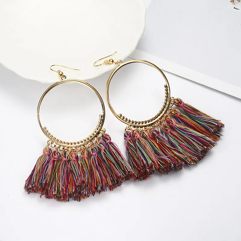 Новые Модные Этнические богемные серьги с бахромой для женщин подвеской в виде