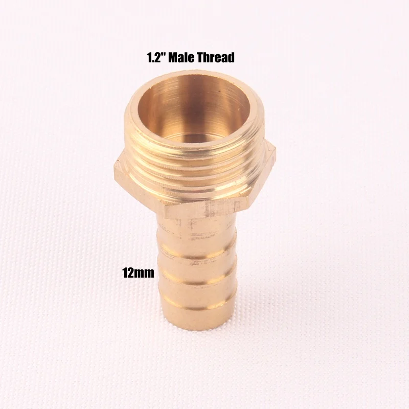 1l2 Male-12mm 1/" Женская Мужская резьба шланга Соединитель 8-19 мм Чистая латунь пагода водяные соединители орошение медь газ мягкий шланг адаптеры - Цвет: 1l2 Male-12mm