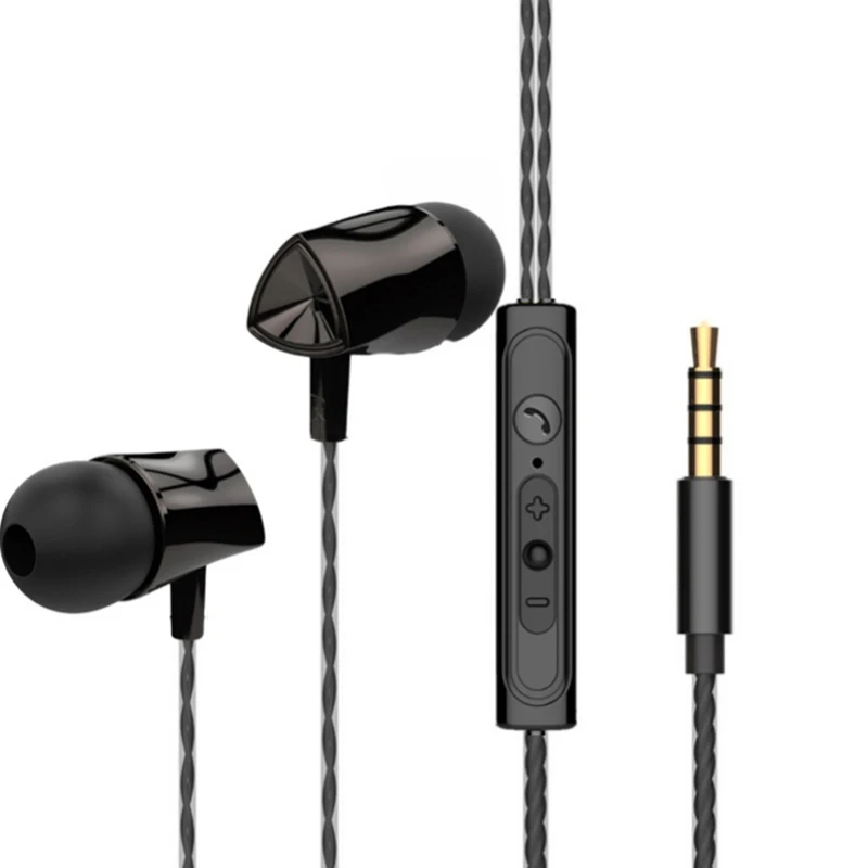 Наушники 3,5 мм HIFI Бас-гарнитура спортивные портативные наушники-вкладыши с микрофоном для Xiaomi для iphone samsung - Цвет: Черный