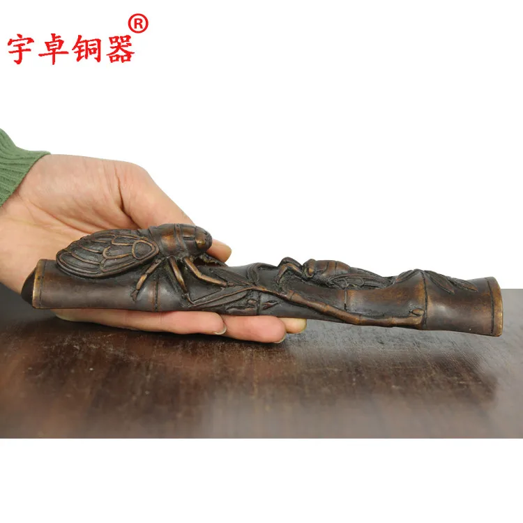 Чжо юй медь бронза Пресс-Папье двойной cicada живопись и написание пресс-бумага