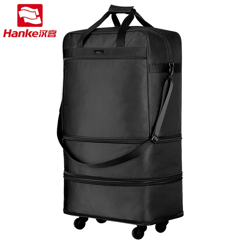 Black(Large) Складная багажная мужская сумка Gar с Т-образным ремешком, вращающиеся колеса, для мужчин и женщин, расширяемые чемоданы, Мужская Супер большая дорожная сумка, спортивная сумка - Цвет: Black(Large)