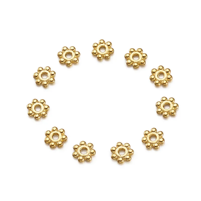 

500pcs Golden Color 4.5x1.5mm Alloy Flower Loose Spacer Beads for Jewelry Making DIY Bracelet Necklace Findings Hole: 1mm