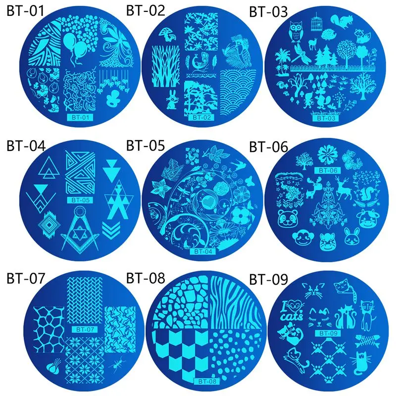 Biutee 16 шт./компл. пластинки для ногтей комплект пластины для стемпинга-DIY изображения Маникюр Пластик Шаблоны Трафареты салон Красота Польский Инструмент