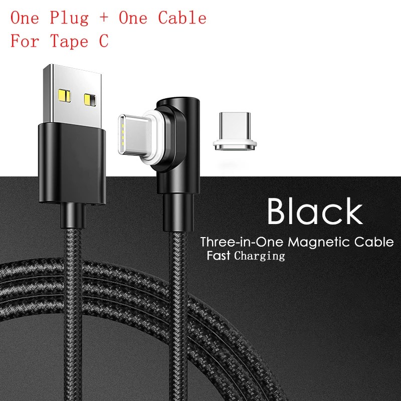 Black For Tape C ASTUBIA Micro USB кабель для мобильного телефона Быстрая зарядка для samsung Xiaomi Redmi магнит Android зарядное устройство type C светодиодный провод шнур - Цвет: Black For Tape C