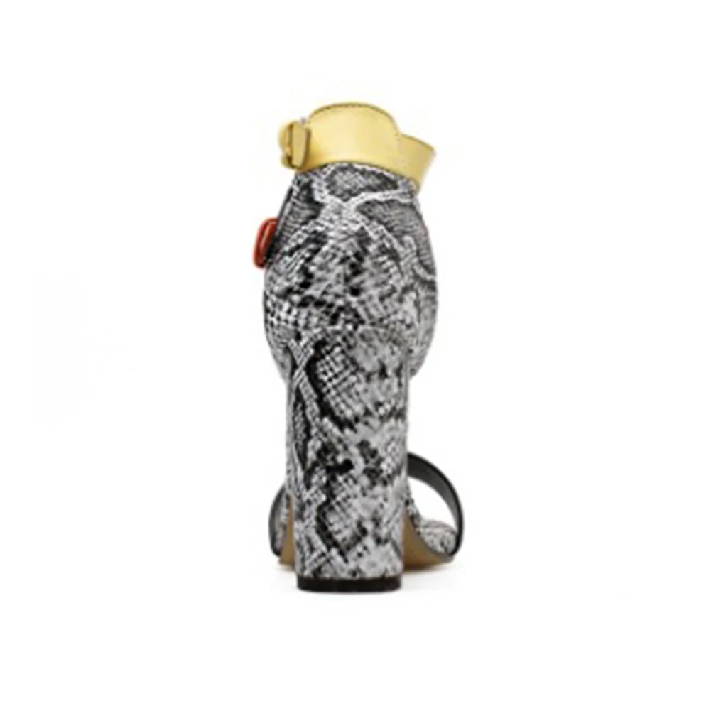 Женские босоножки на платформе с открытым носком из Искусственной Змеиной кожи