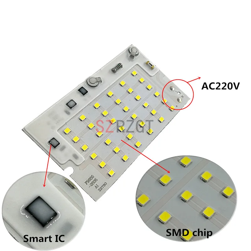 5 шт. светодиодный 2835 SMD белый Чип 10 Вт 20 30 50 100 В переменного тока с умным чипом IC