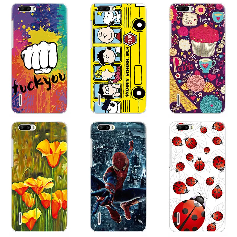 hard Plastic phone case cover For Huawei Honor 6 plus shell Colorful printing design Painted Flower |
