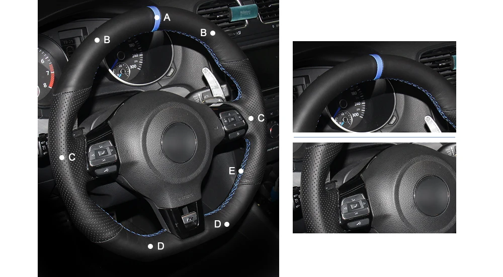 MEWANT черная замша настоящая кожа чехол на руль для Volkswagen Golf 6 GTI MK6 VW Polo GTI Scirocco R Passat CC R-Line 2010