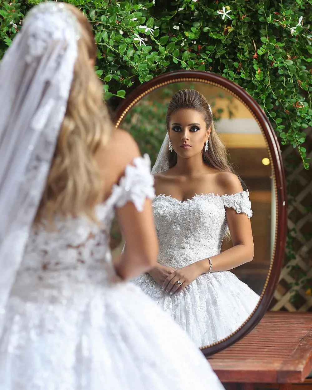 Robe De Mariage Роскошные блестящие белые свадебные платья с открытыми плечами Блестки Кружева Свадебные платья для невесты Vestido De Novia