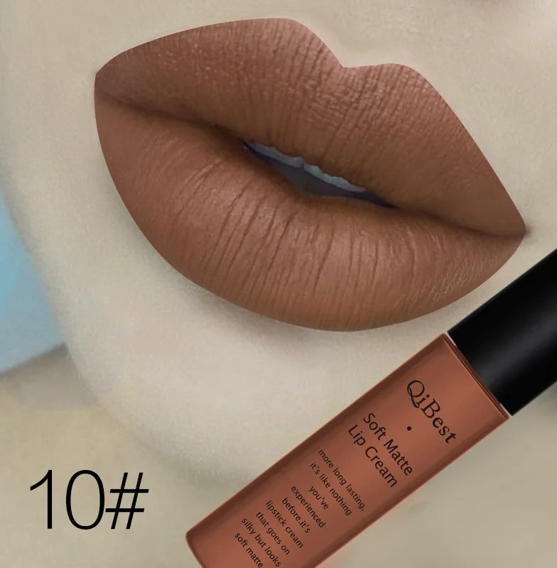 Бренд beauty Lips макияж водостойкий блеск для губ матовый блесек для губ помада косметический стойкий пигмент телесного цвета бархатная жидкая губная помада матовая партия - Цвет: 10