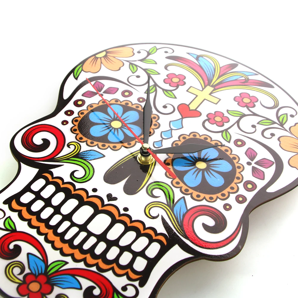 Мексиканские Часы Dia De Los Muertos Day of the Dead настенные часы с цветочным черепом