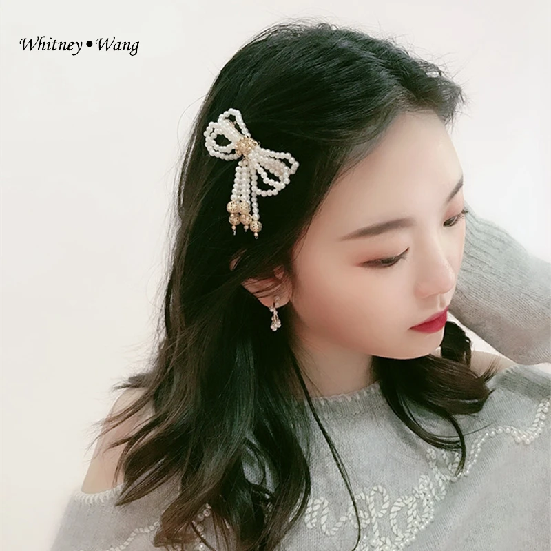 WHITNEY WANG модные заколки для волос женщин корейский стиль жемчуг бисер заколка в
