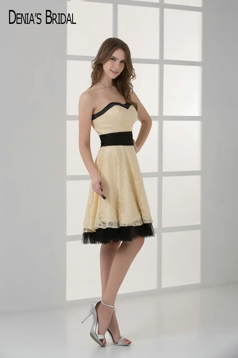 2017 короткие желтые кружевные Коктейльные Вечерние платья с милым вырезом длиной