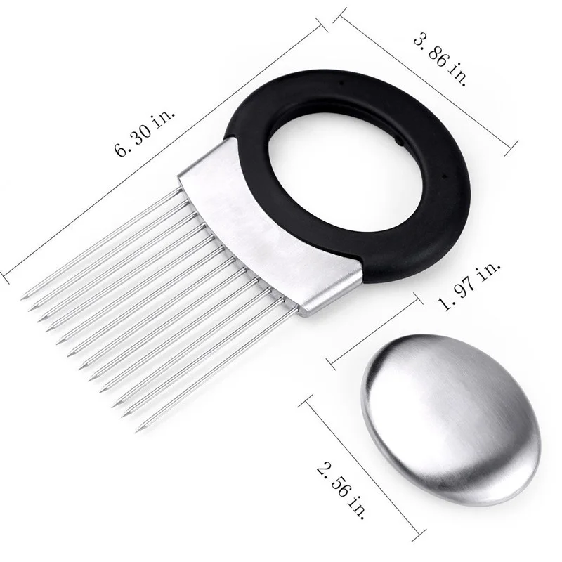 Все в одном для лука из нержавеющей стали держатель с функцией нарезки овощей