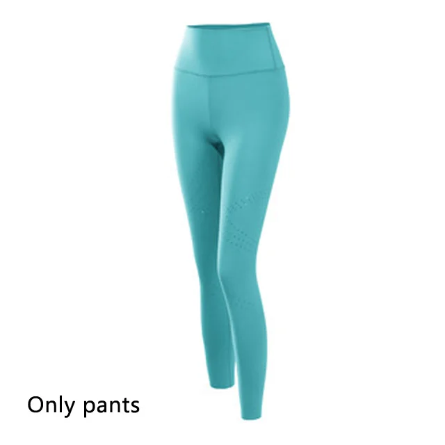 Blue green Pants Комплект для занятий йогой с лазерной вышивкой, женская одежда для фитнеса, спортивная одежда, женские леггинсы с высокой талией для спортзала, спортивный бюстгальтер с эффектом пуш-ап, 2 шт., спортивные костюмы - Цвет: Blue green Pants