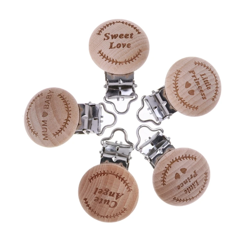 1 шт. натуральная деревянная детская пустышка Клип Выгравированный деревянный