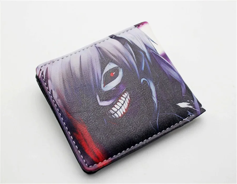 Аниме Токийский вурдалак Kaneki Ken Pu короткий кошелек Двойные фото держатель для карт мальчиков девочек мужской принт слои кошелек Кнопка кожаные кошельки