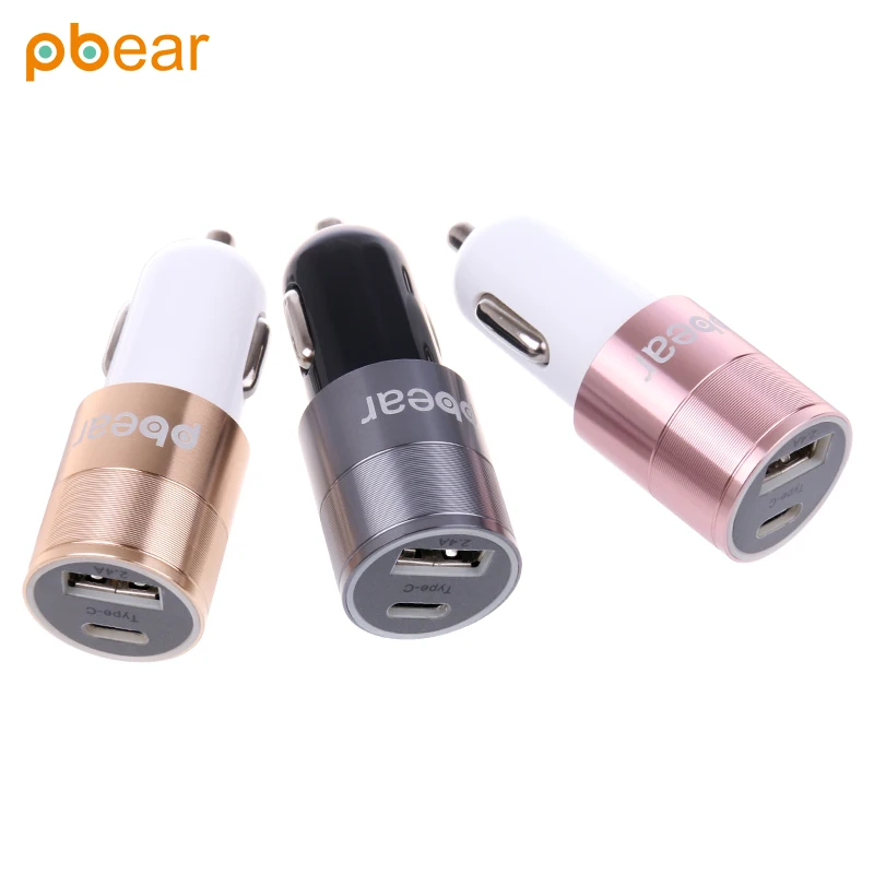 Pbear Type-C Double Ports USB 3.0 Auto Car Charger Universal Metal Fast Charging With C A Outputs For Smart Phone | Автомобили и