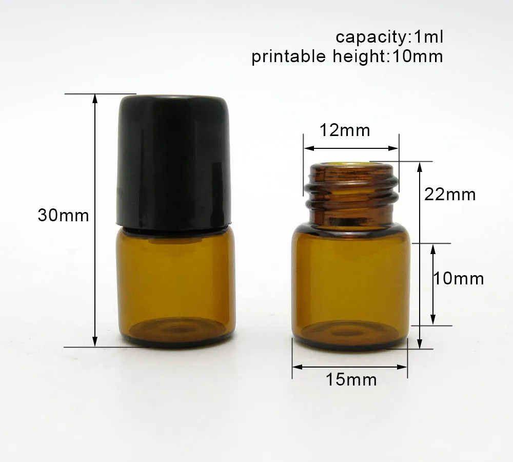 

100 X 1ml amber glass vials with 2 types roller ball for samples oil,liquid perfume use