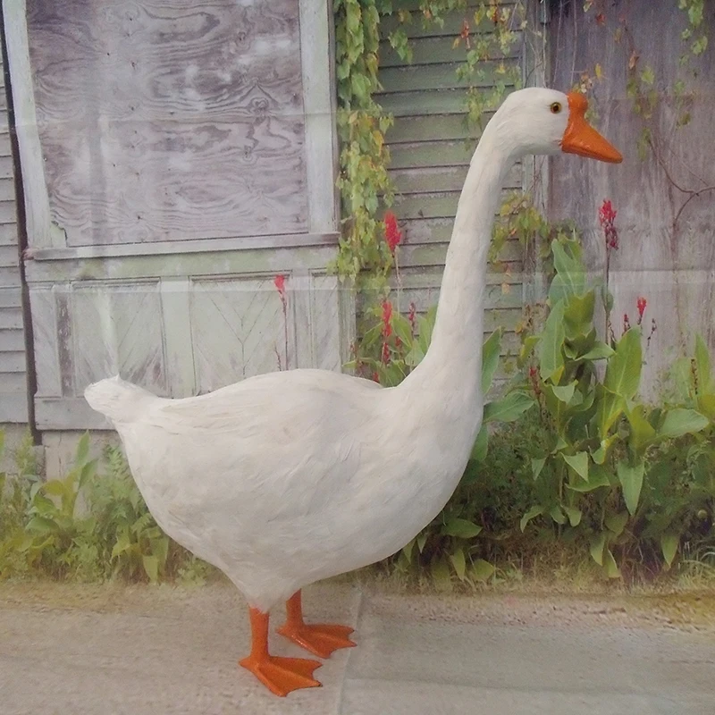 Большая имитация лебедя игрушка из полиэтилена и пуха белая большая