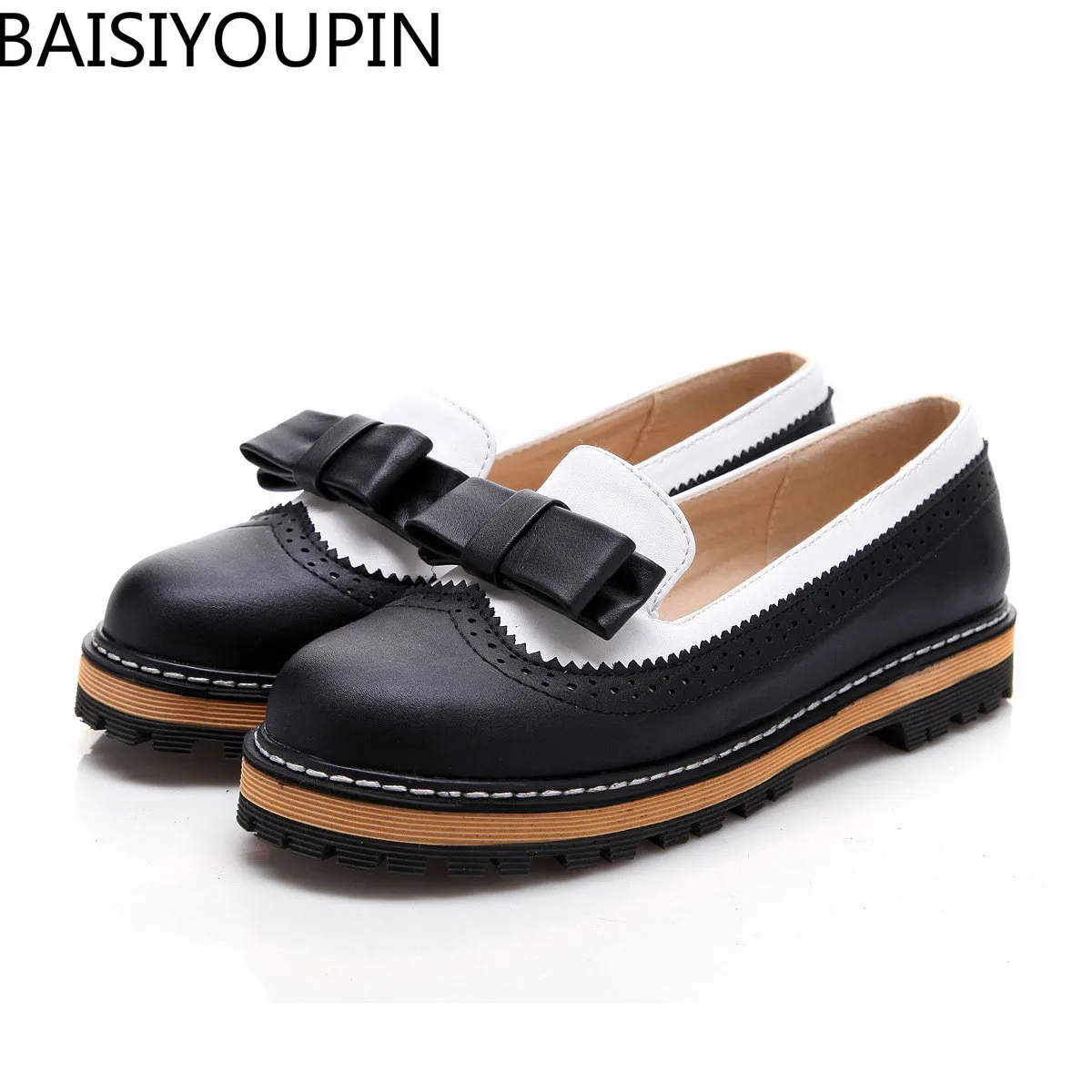 

2018 new fashion womens' shoes bow tie pu womens single shoe custom large and small size 32-43