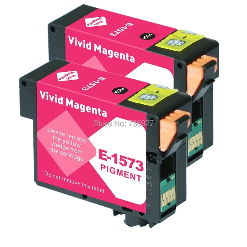 

2 Magenta T1573 совместимый чернильный картридж для принтера Epson Photo R3000 с чипом