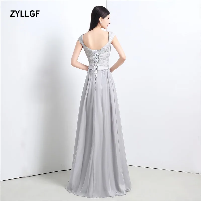 ZYLLGF 2017 New Arrival Fashion Grey Satin A-line V-neck Lace Up Floor-Length Long Dress Evening GS157 | Свадьбы и торжества