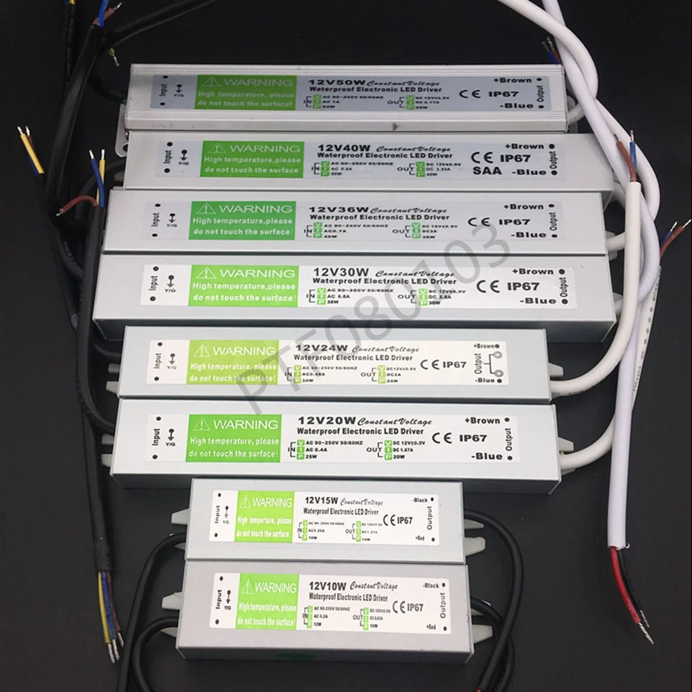 Водонепроницаемый IP67 Светодиодный драйвер Ac dc 12V/24V 10W 15W 20W 25W 30W 36W 45W 50W 60W 80W 100W 120W 150W
