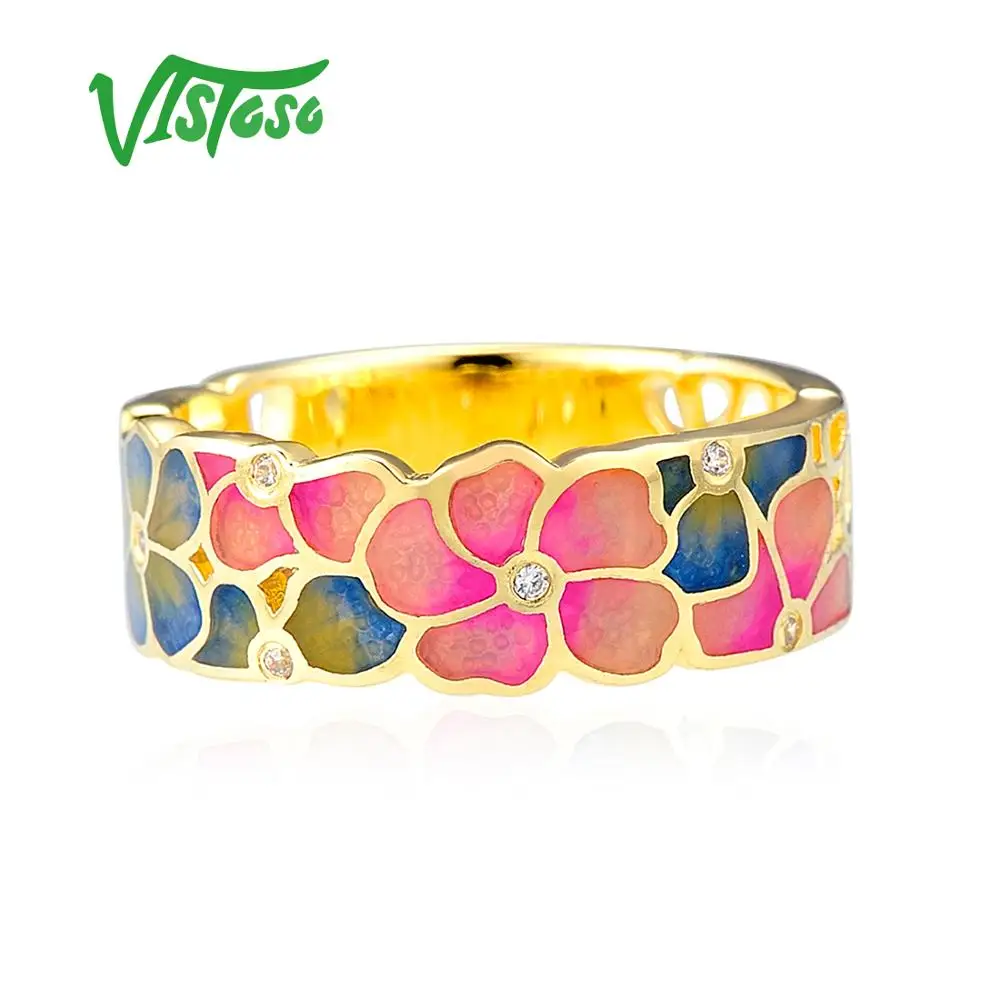 VISTOSO серебряное кольцо для женщин 925 пробы серебряные модные кольца золотой цвет