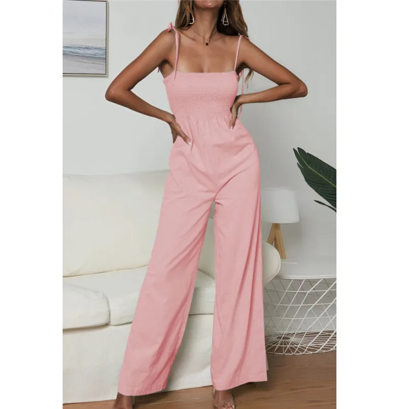 Женский комбинезон в горошек с подсолнухами Свободный без рукавов широкими