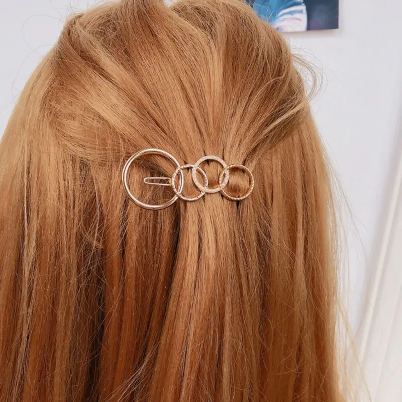 Минималистичное кольцо с большим маленьким округлым кольцом Bobby Pin, женские матовые металлические заколки для волос с искуственным жемчугом, геометрические заколки для волос, заколка для волос DIY