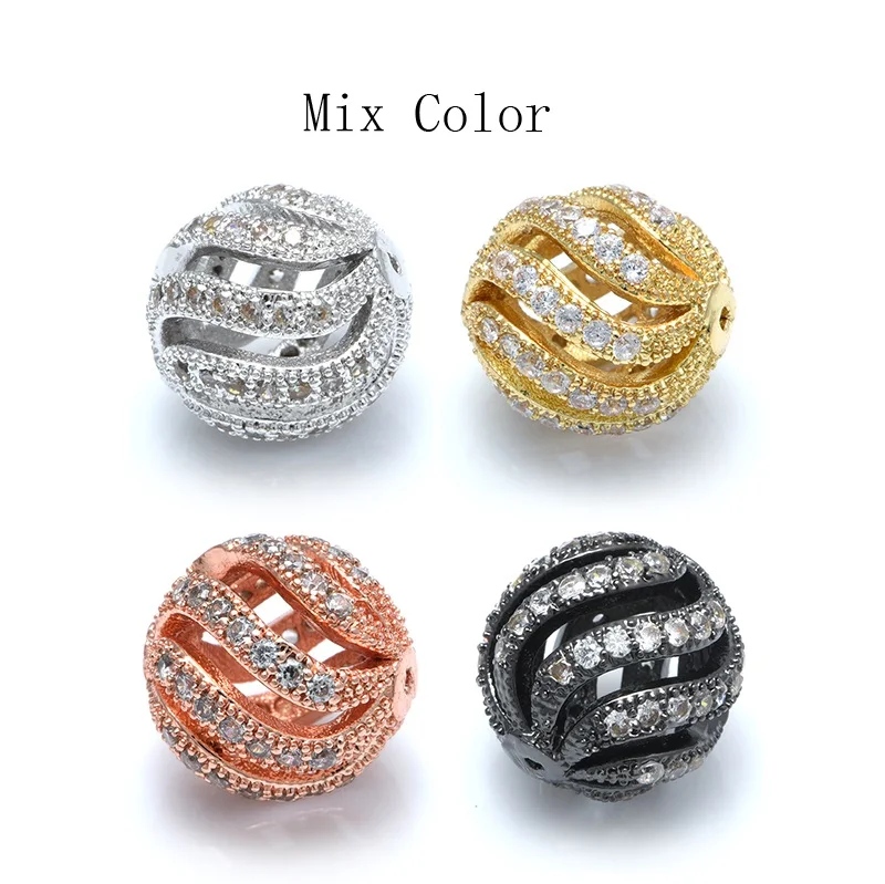 Mix Color 6 4 шт. 8 мм 9 видов стилей круглый, со смешанными цветами украшения из бусин латунь, цирконий шарики для DIY браслет ювелирных изделий - Цвет: Mix Color 6