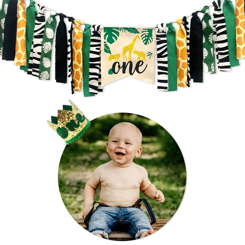 Новые животные джунглей тематический стульчик Декор баннер Корона вечерние