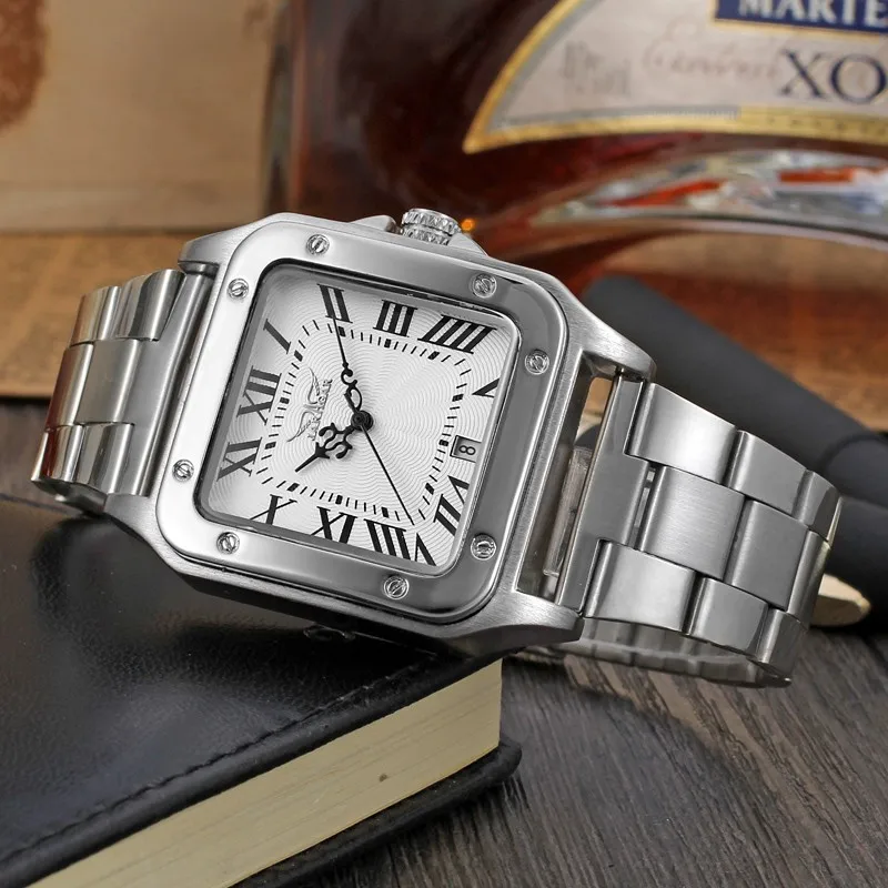 2016 новые мужские s Jaragar аналоговые квадратные часы из нержавеющей стали Relojes