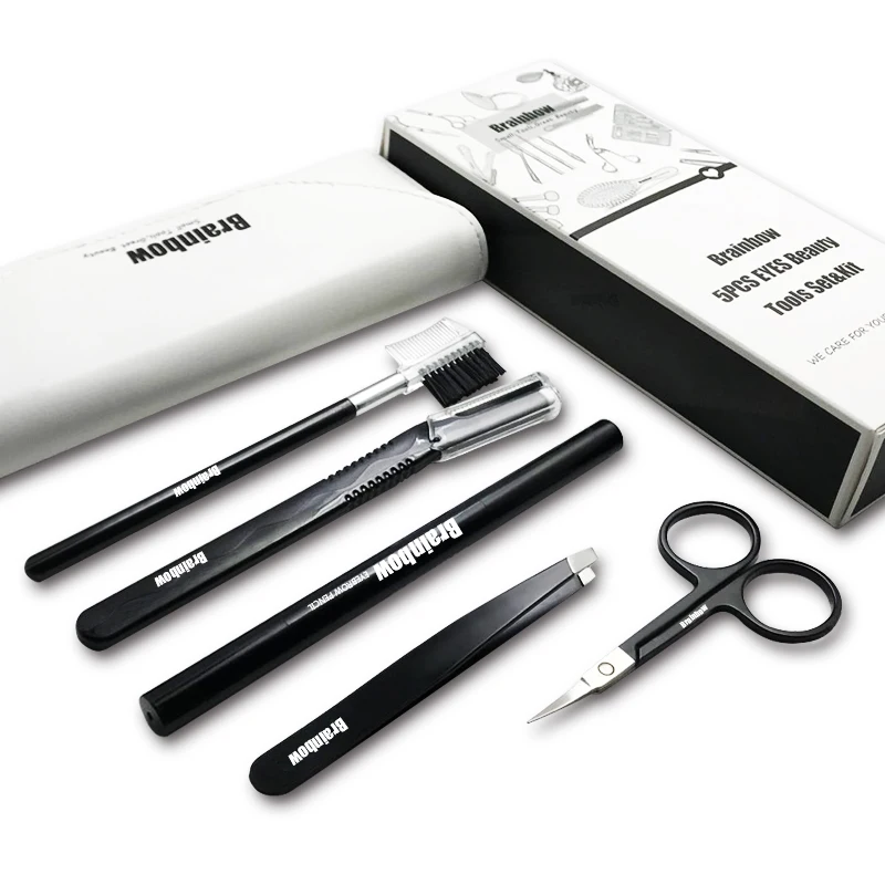 Брэйнбоу 5 шт./пакет Макияж Tool Kit бровей пера пинцет для бровей Триммер Бритвы Макияж Расчёски для волос Маникюрные ножницы Средства ухода для век Красота Essential