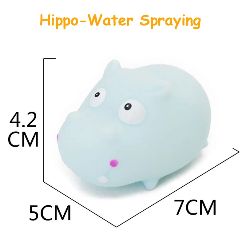hippo 1 шт. Детские Игрушки для ванны с распылителем воды, Мягкие Резиновые Милые Мультяшные животные, игрушки для ванной, рыба, Лев, крокодил, для детей, для мальчиков и девочек - Цвет: hippo